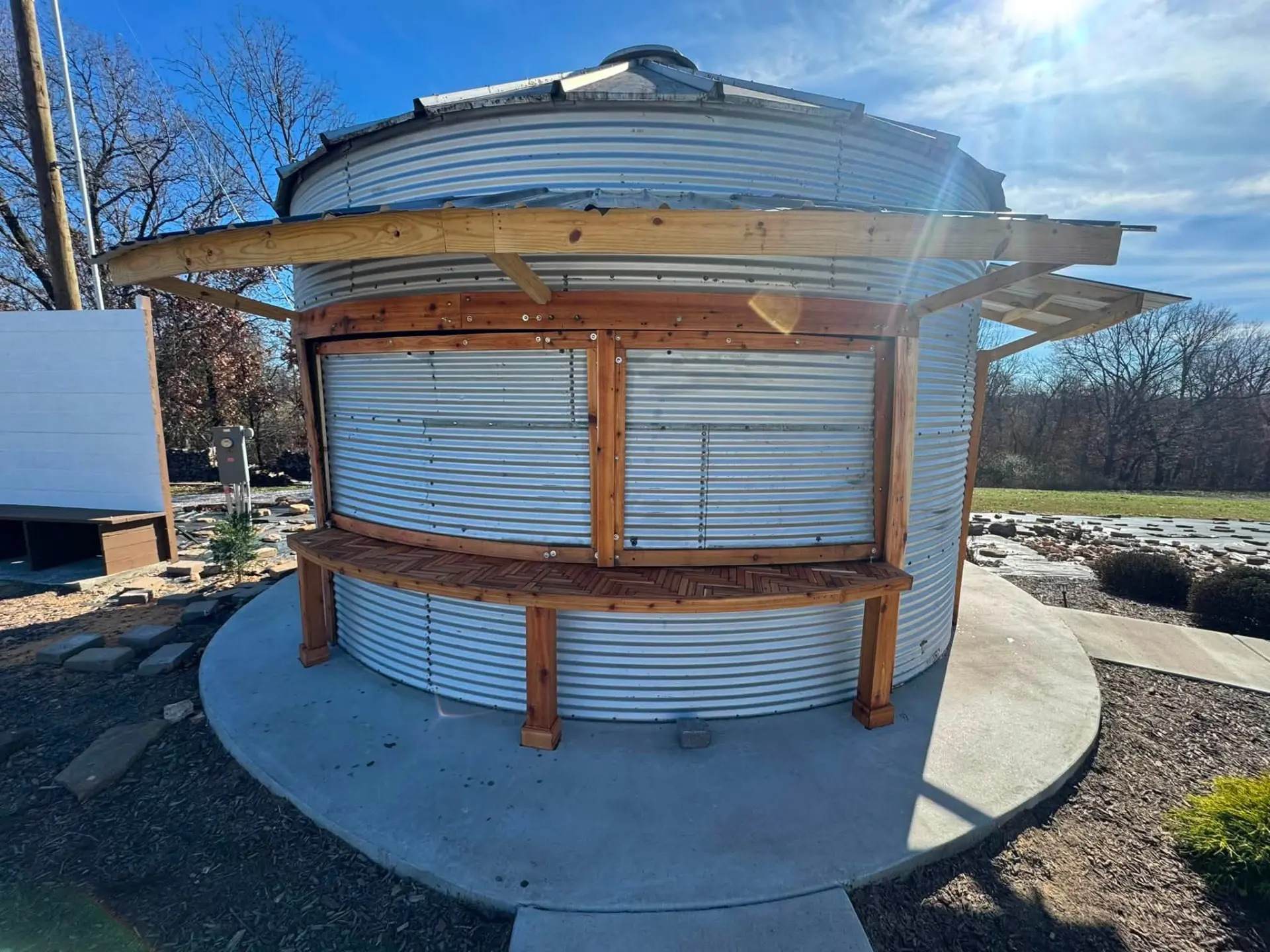 Grain bin outdoor bar build